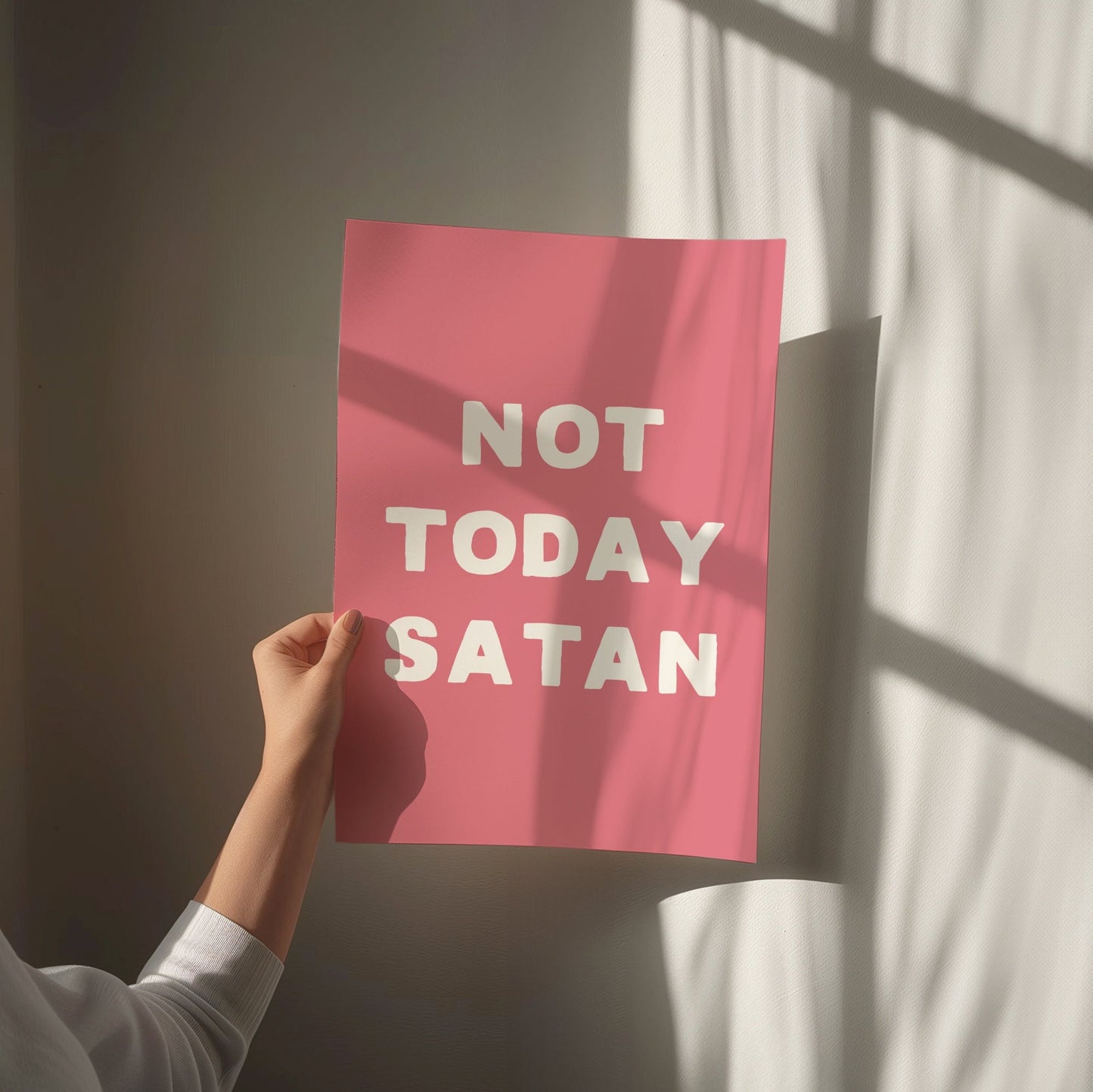 Not Today Satan Wall Print, Unframed Card Art Print, Funny Wall Decor