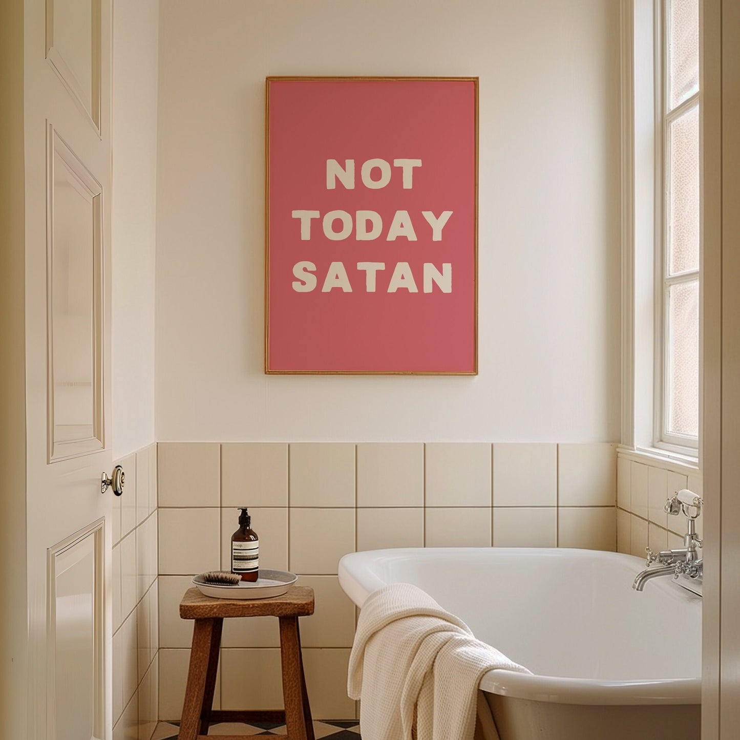 Not Today Satan Wall Print, Unframed Card Art Print, Funny Wall Decor