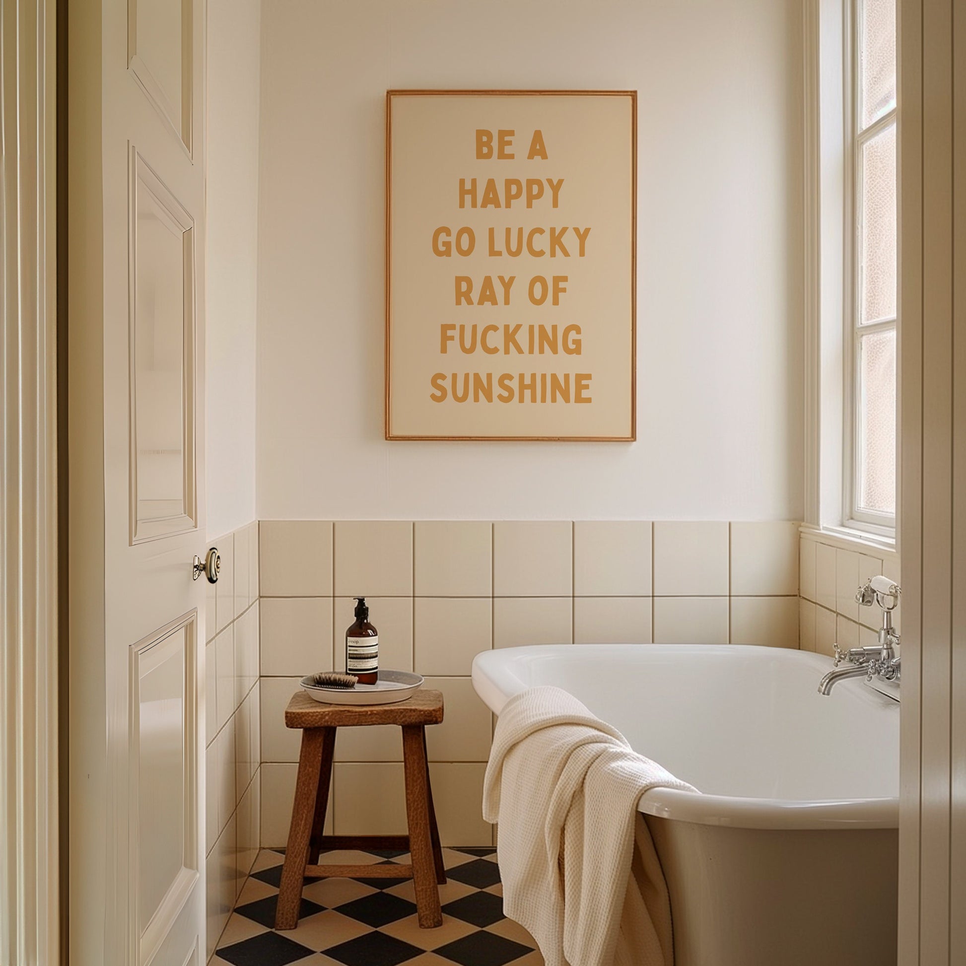 Be A Happy Go Lucky Ray Of Fucking Sunshine Wall Print, Unframed Card Art Print, Funny Quote Wall Art