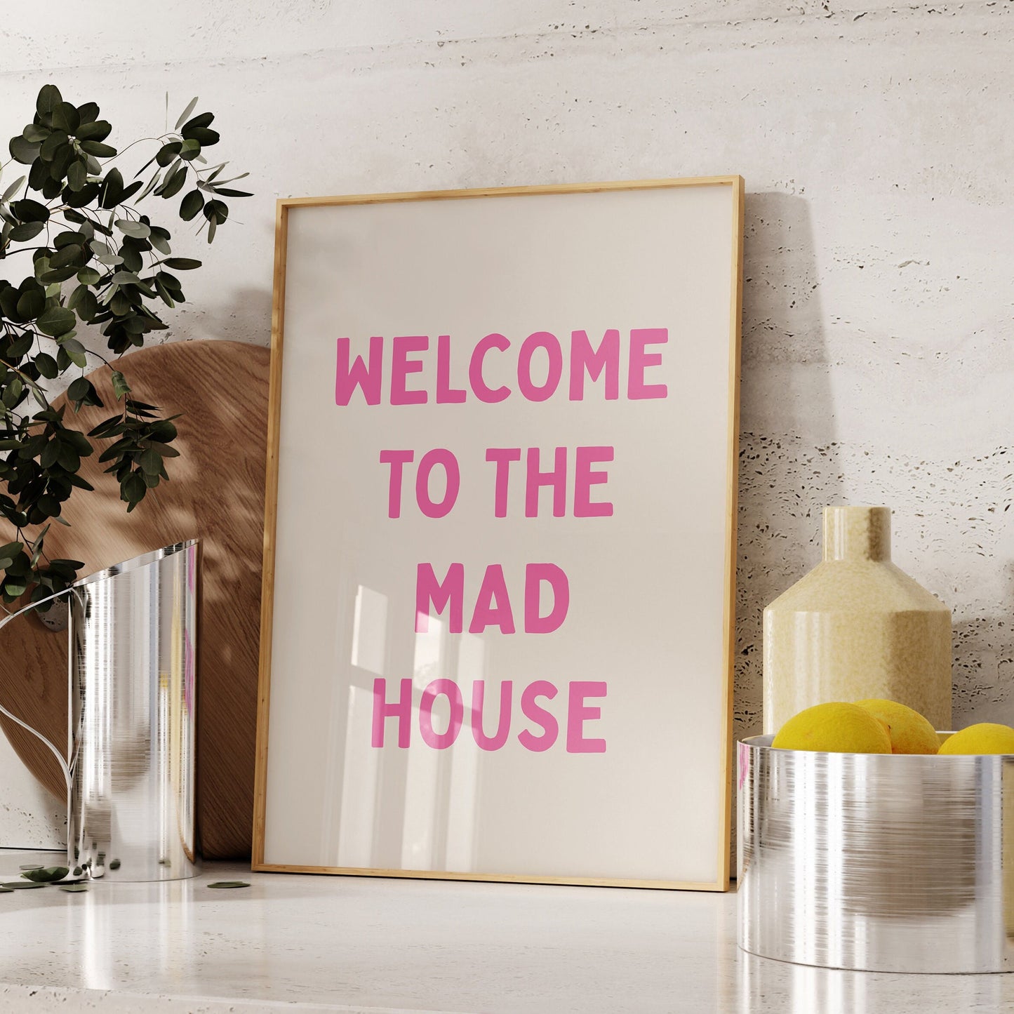 Welcome To The Mad House, Unframed Card Art Print, Funny Hallway Wall Decor