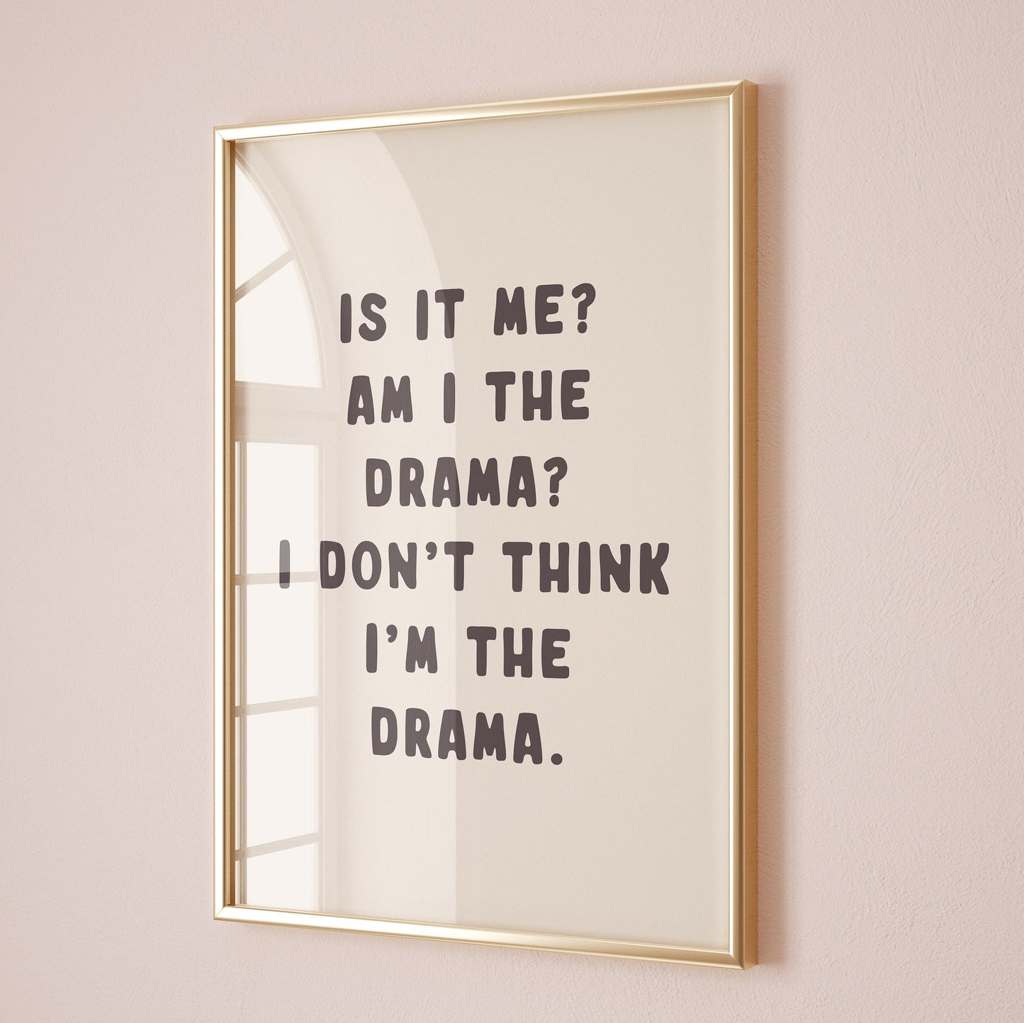 Am I The Drama, Wall Print, Unframed Card Art Print, Cream and Black