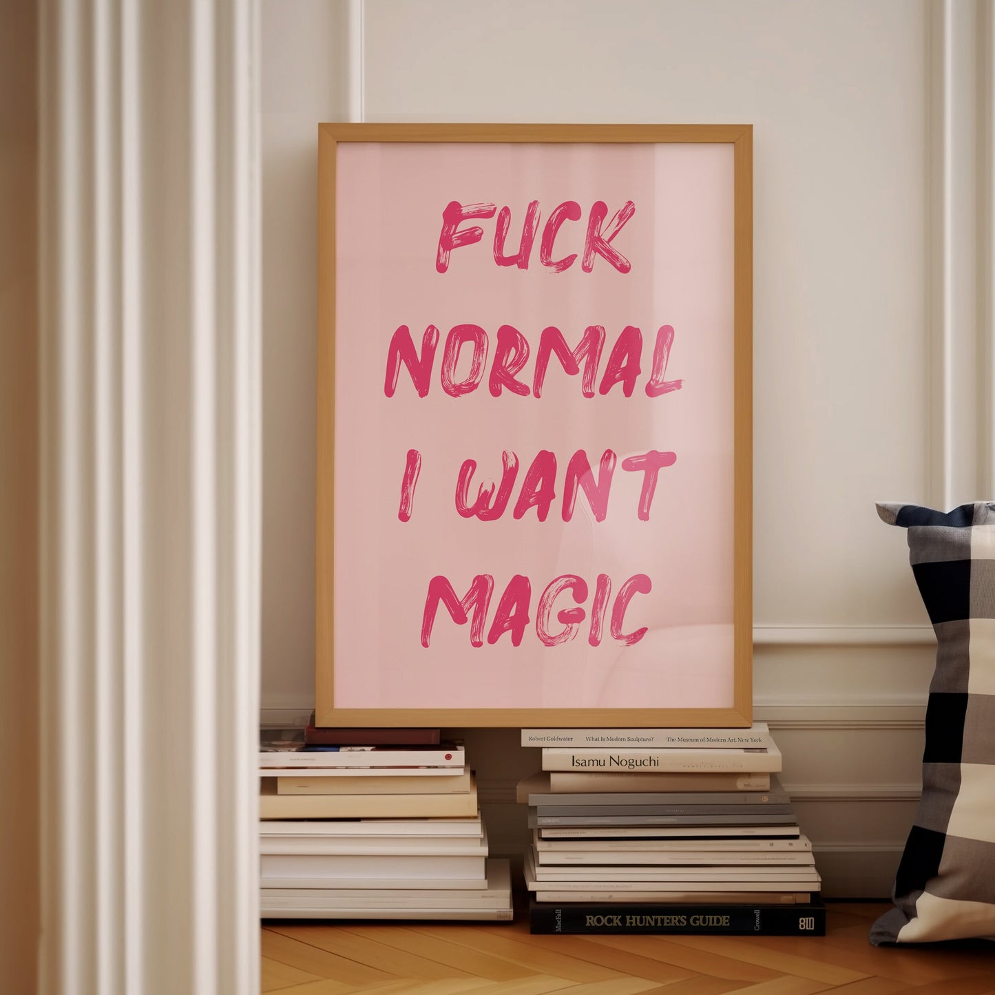 Fuck Normal I Want Magic, Unframed Card Print, Funny Wall Art, Pink Room Decor