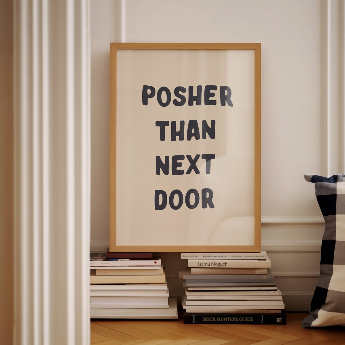 Posher Than Next Door, Wall Print, Unframed Card Art Print, Cream and Black