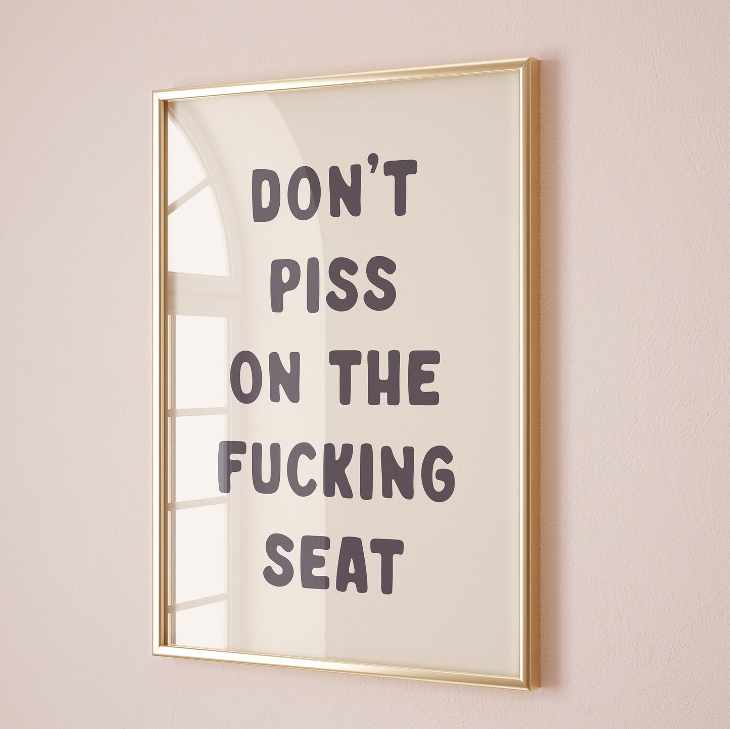 Don't Piss On The Fucking Seat Unframed Card Art Print, Cream and Black