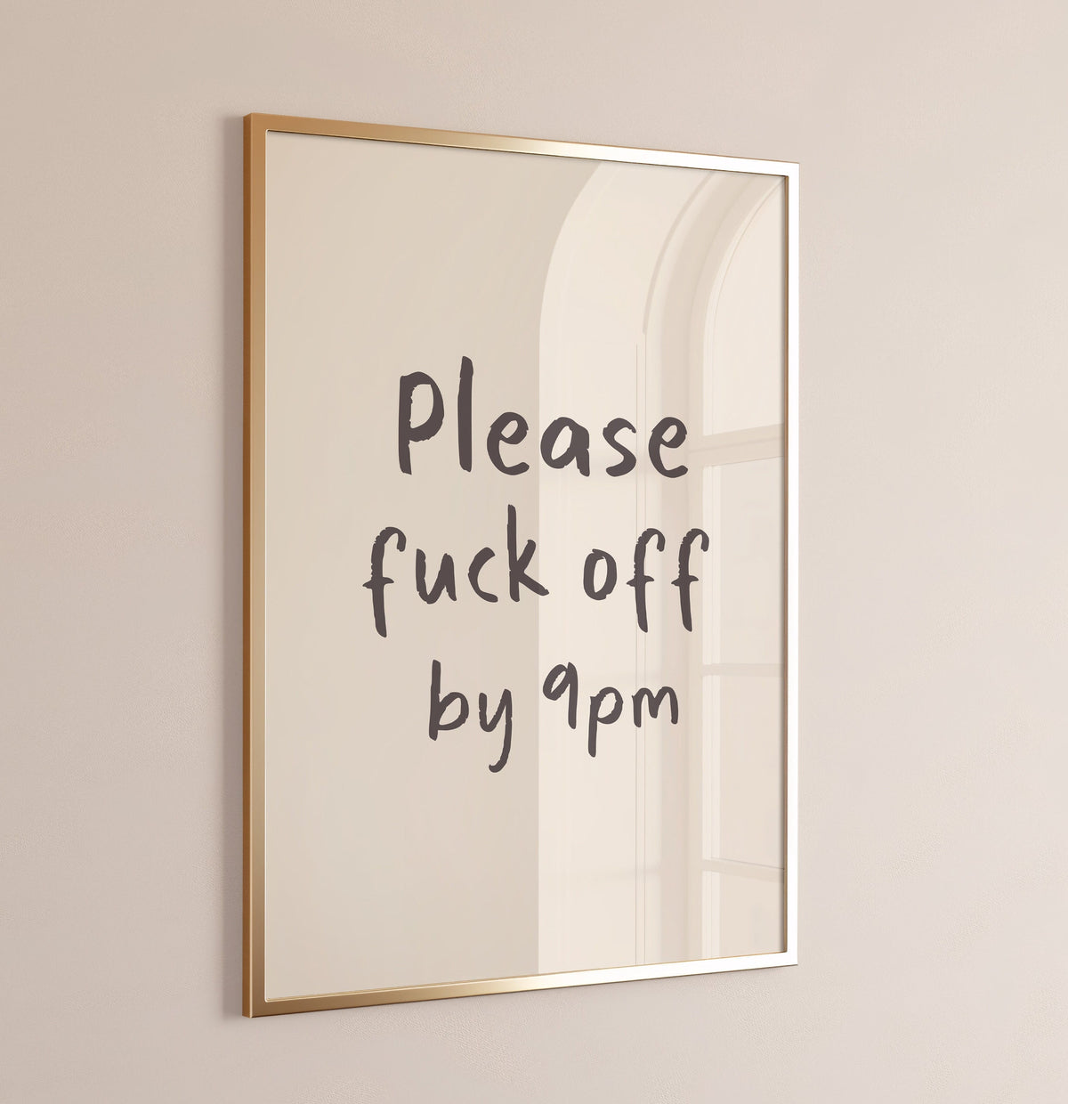 Funny Hallway Art Print: Please Fuck Off By 9pm (Unframed)