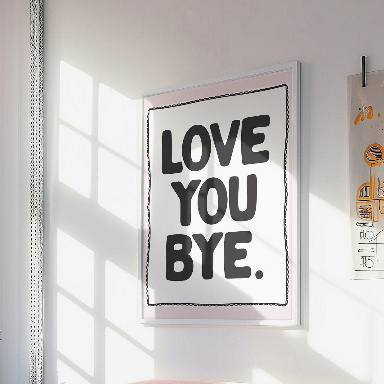 Love You Bye Wall Print, Unframed Card Art Print