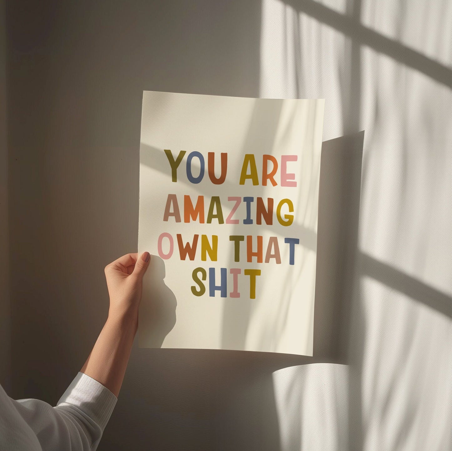 You Are Amazing Own That Shit Wall Print, Unframed Card Art Print