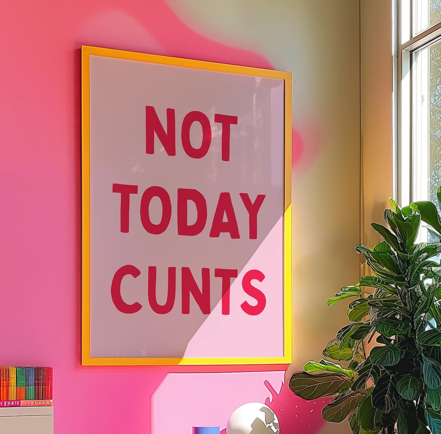 cunt pink wall print