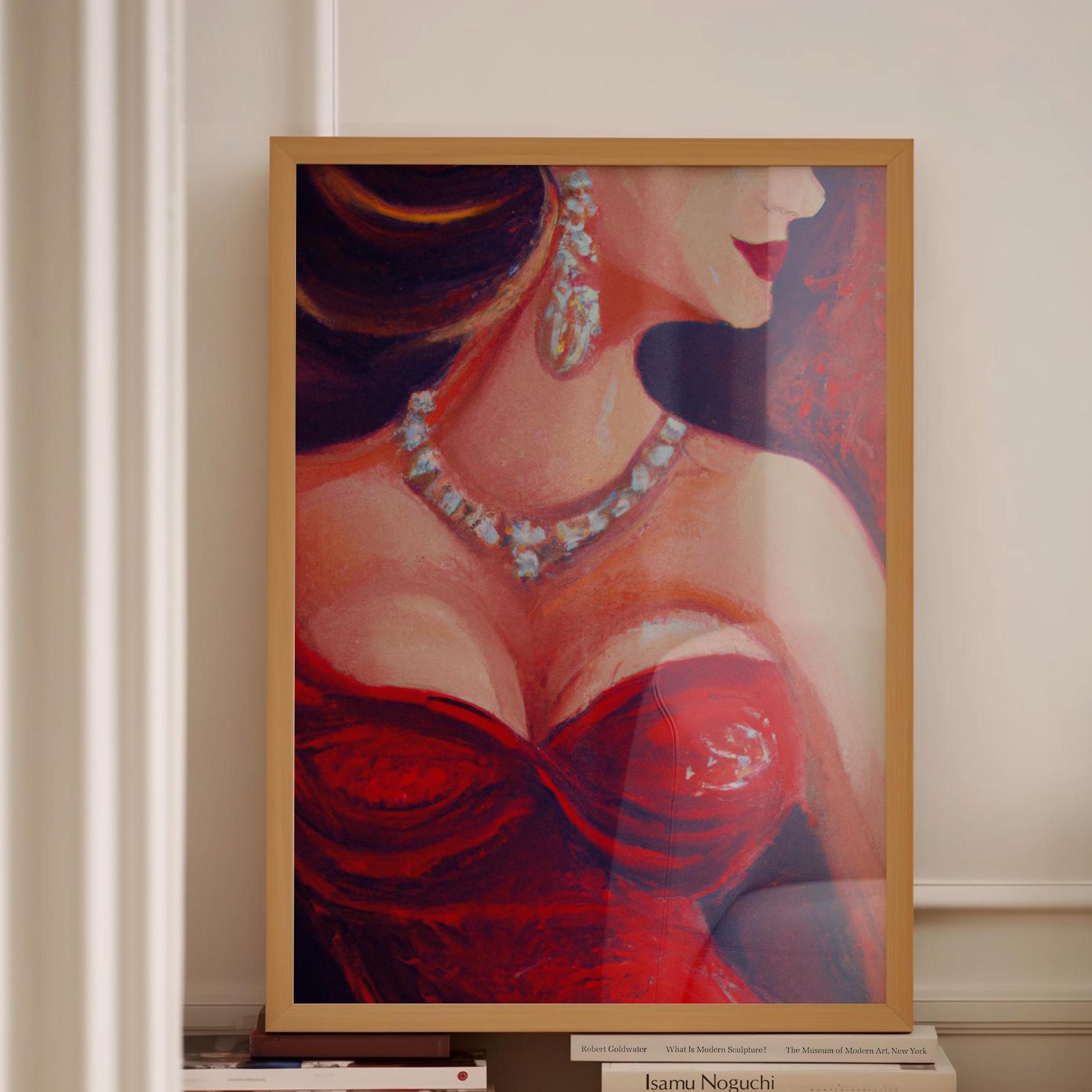 woman painting red dress