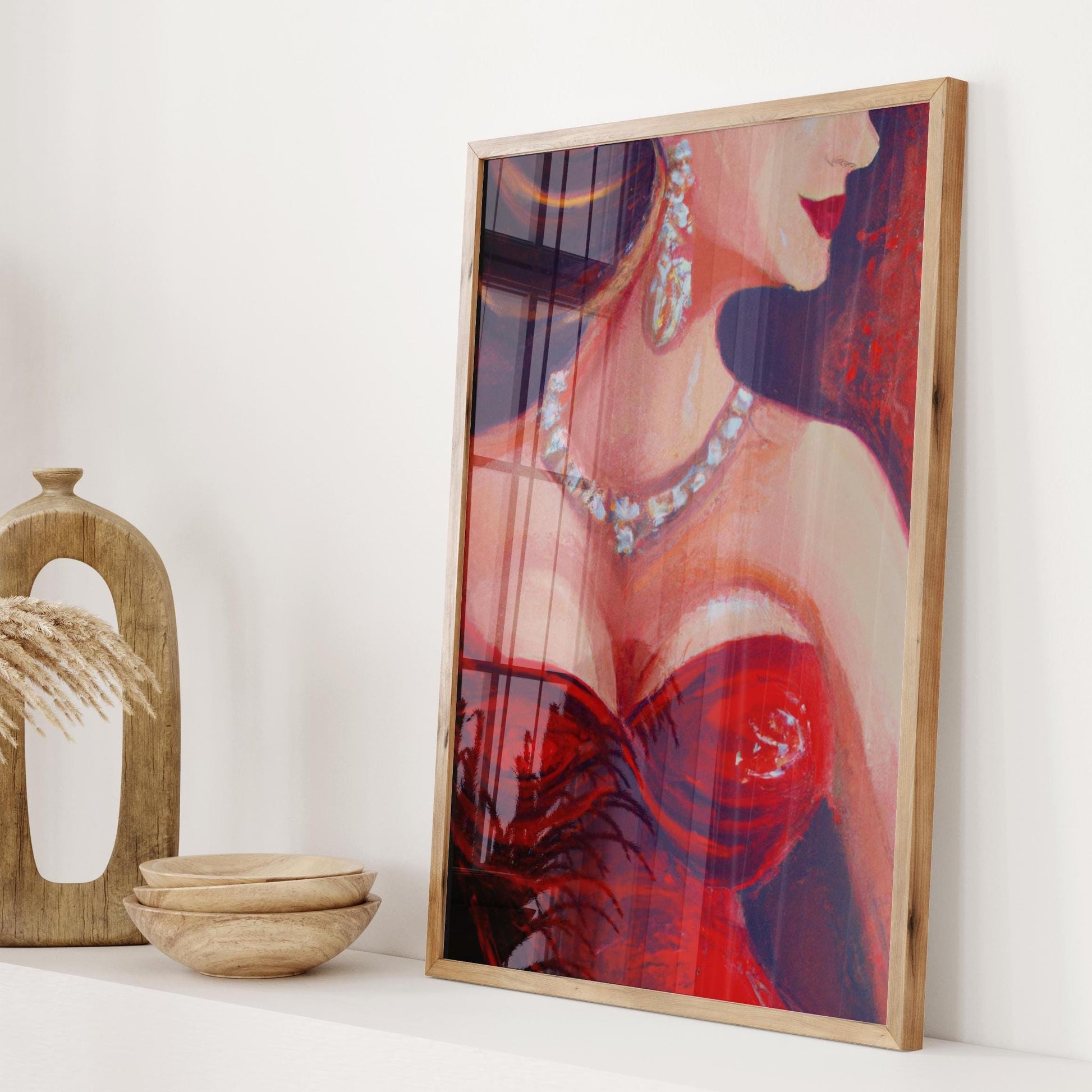 female red dress painting wall print