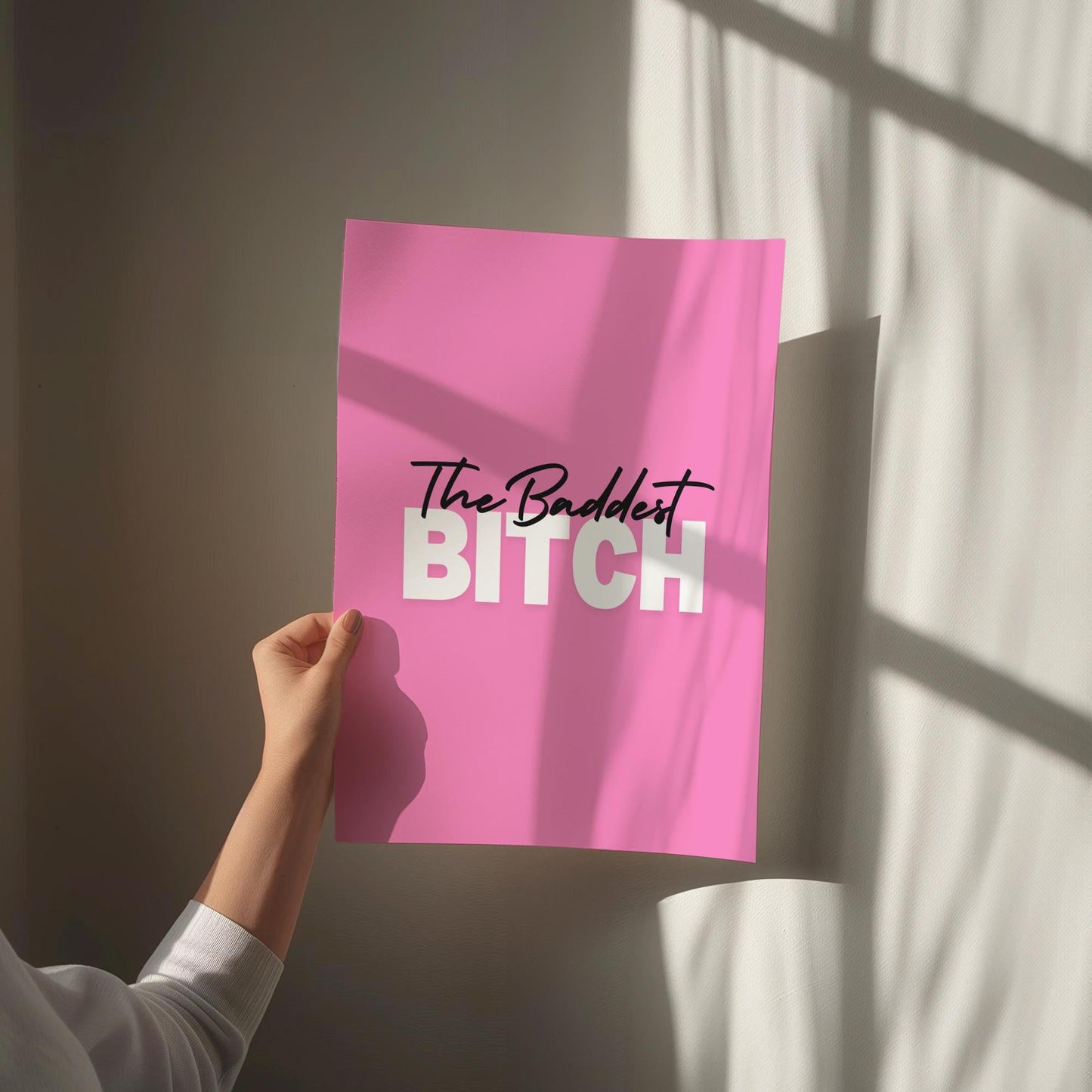 the baddest bitch pink wall art