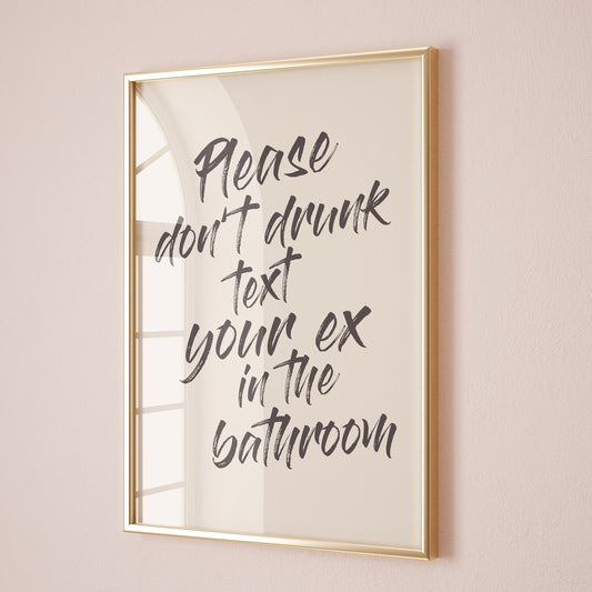 dont text your ex in bathroom print