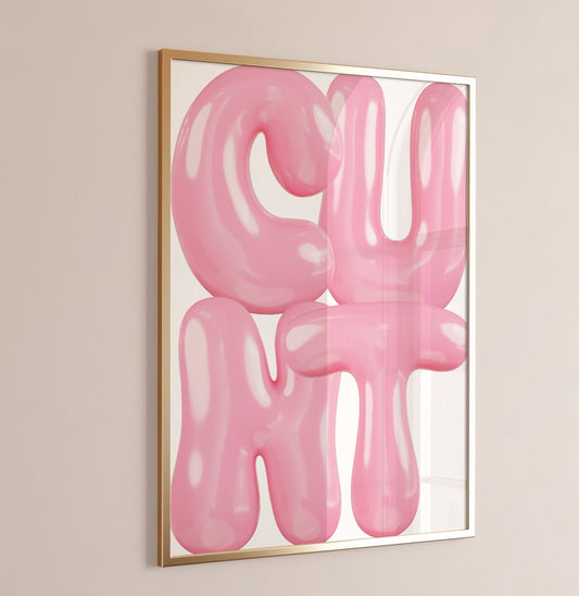 cunt pink balloon wall print