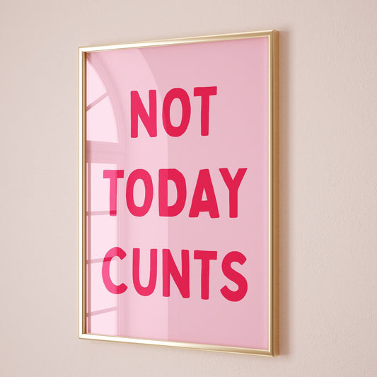 not today cunts pink wall print