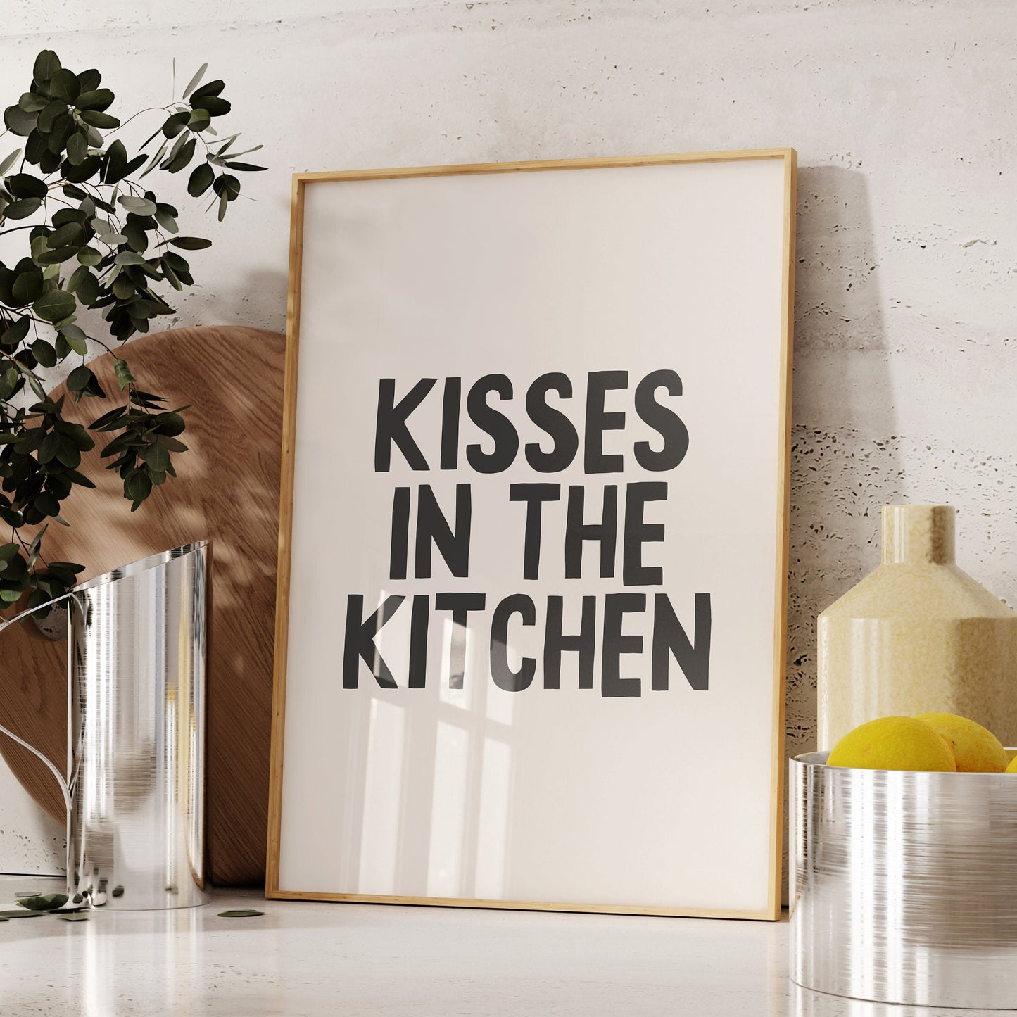 kisses in the kitchen wall print