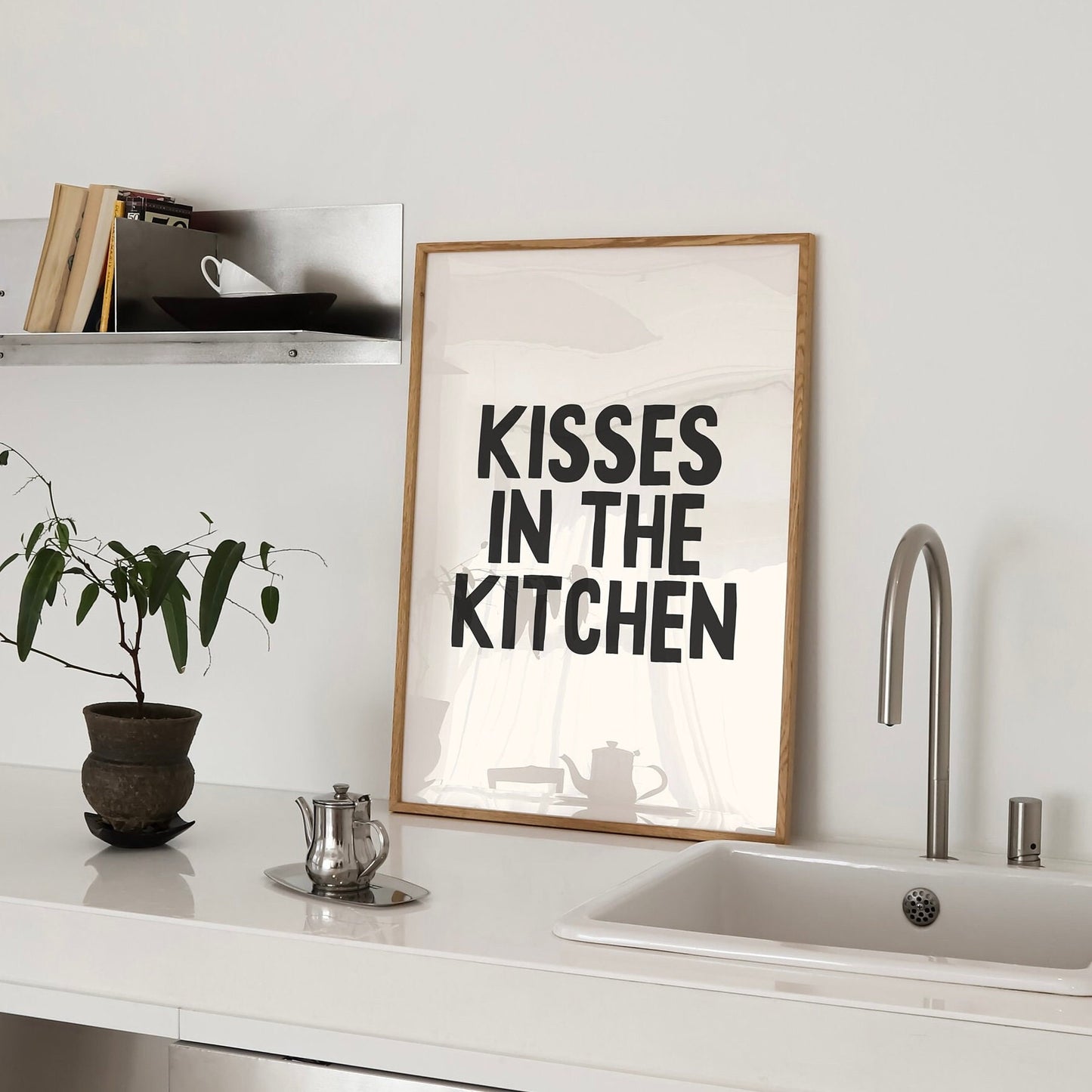 Kisses In The Kitchen, Unframed Card Art Print, Kitchen Wall Decor