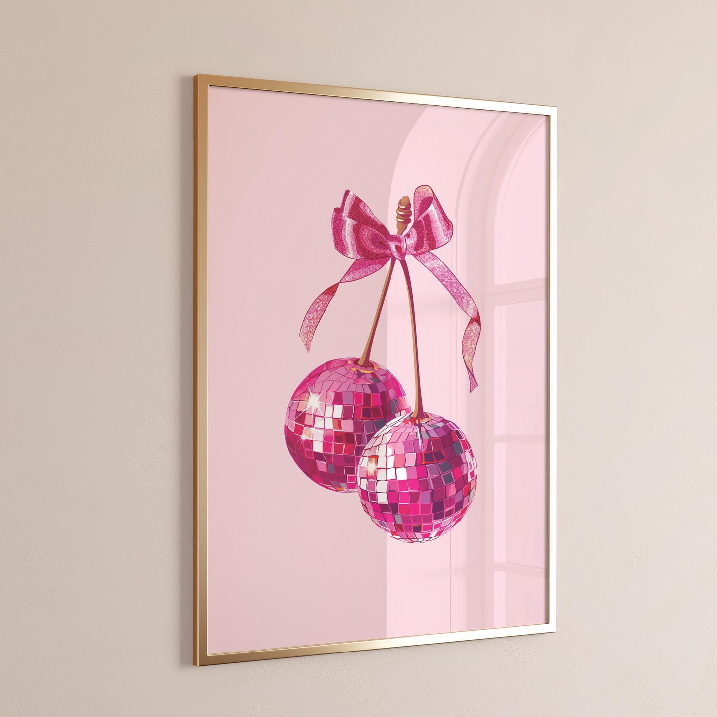 cherry disco ball print