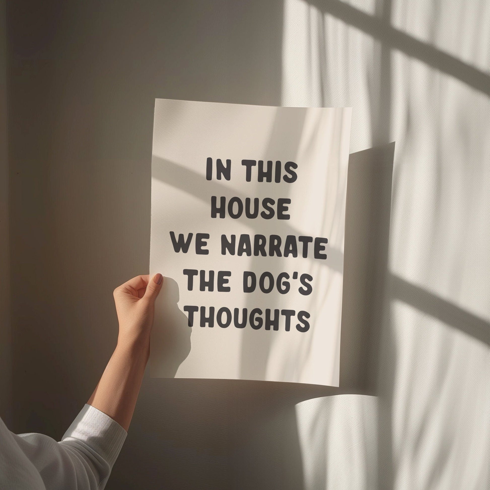in this house we narrate the dogs thoughts wall print