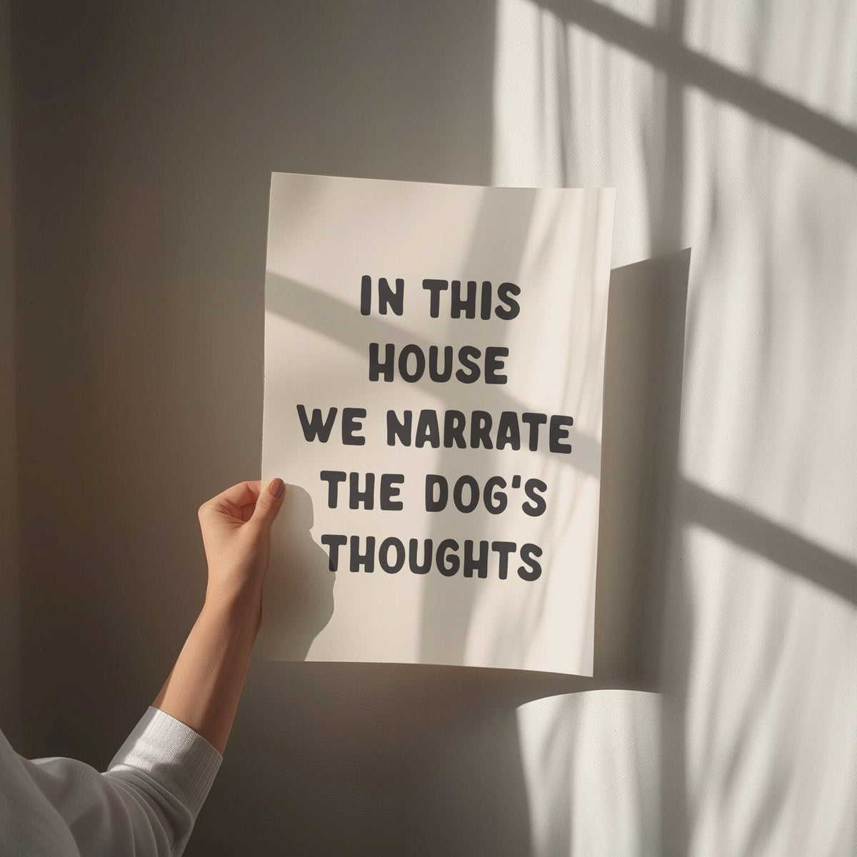 in this house we narrate the dogs thoughts wall print