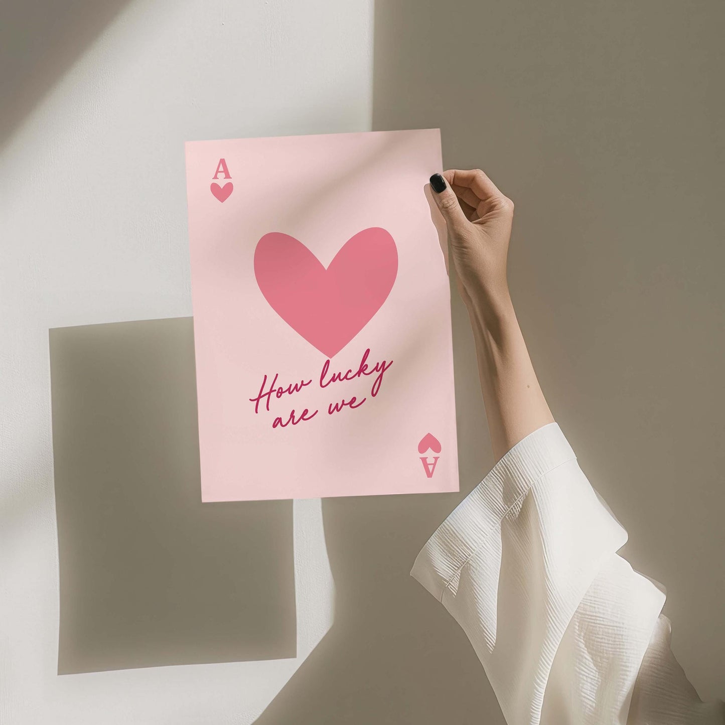Ace of Hearts How Lucky Are We Pink Wall Print
