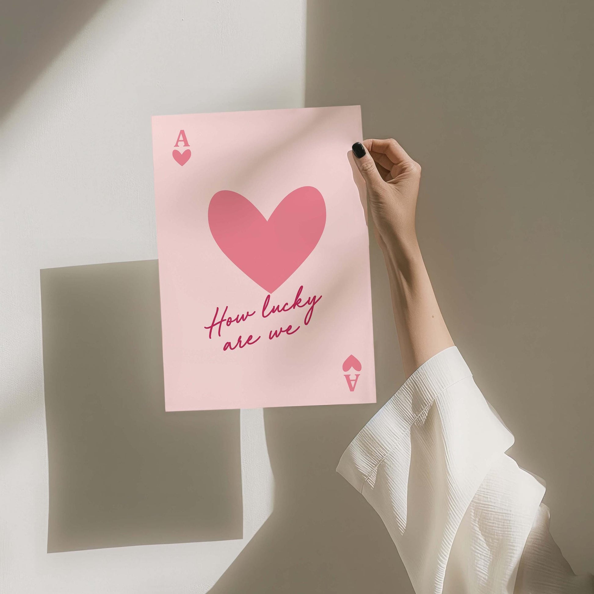 Ace of Hearts How Lucky Are We Pink Wall Print