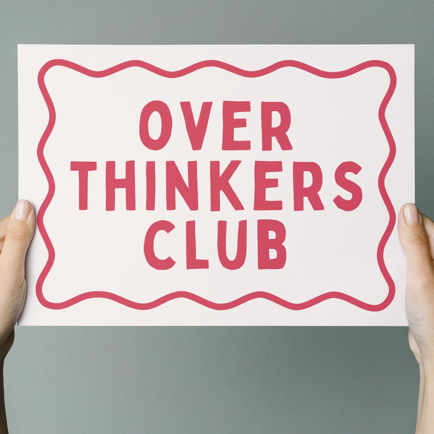 overthinkers club landscape art print cream and red wall decor