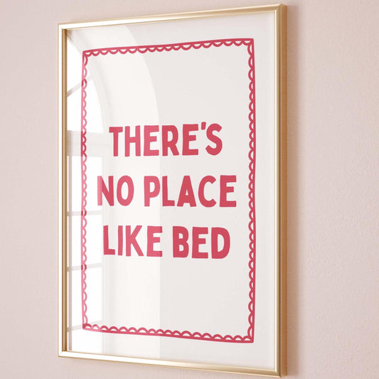 There's No Place Like Bed Print, Bedroom Wall Art, Mid Century Modern Decor