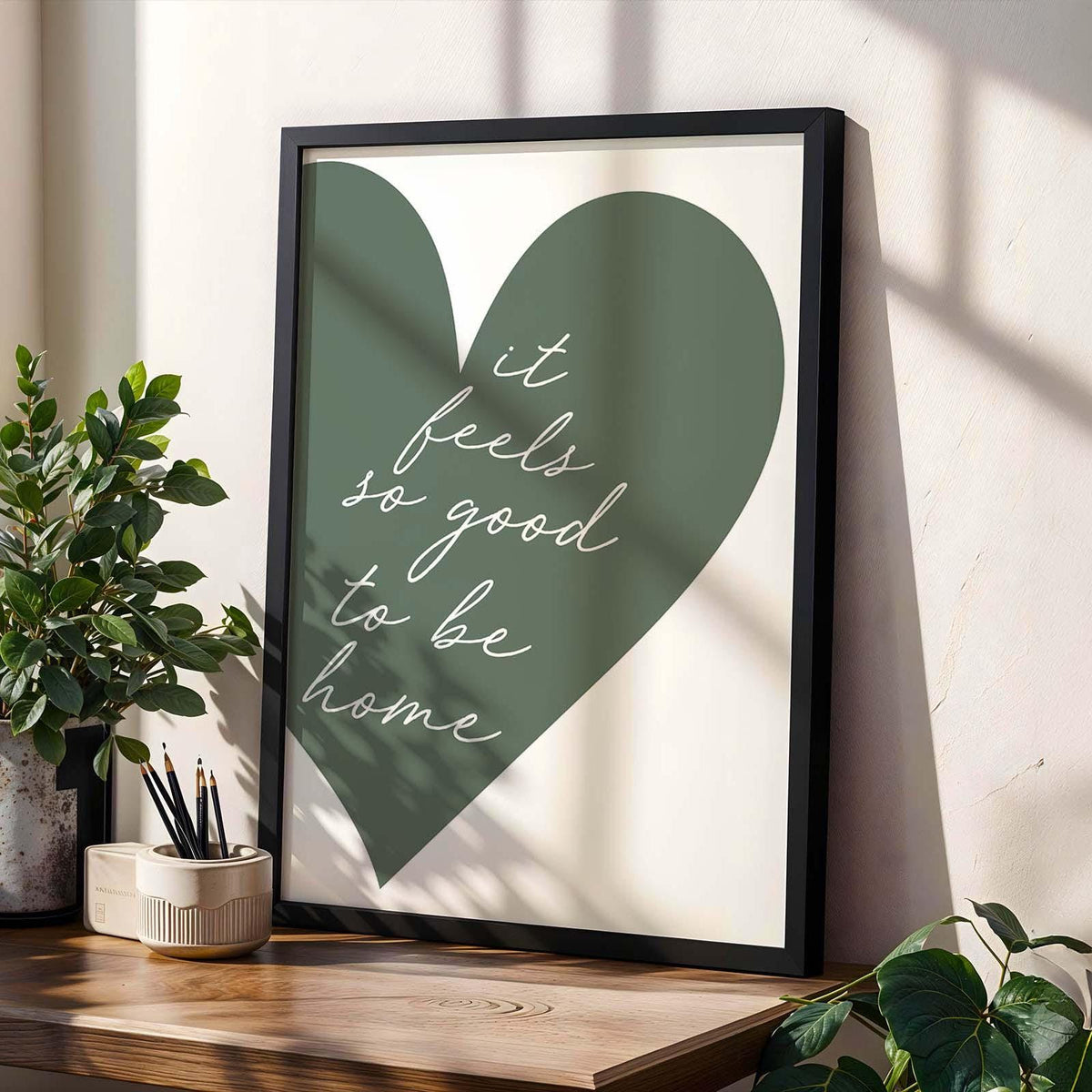 Green Heart It Feels So Good To Be Home Print