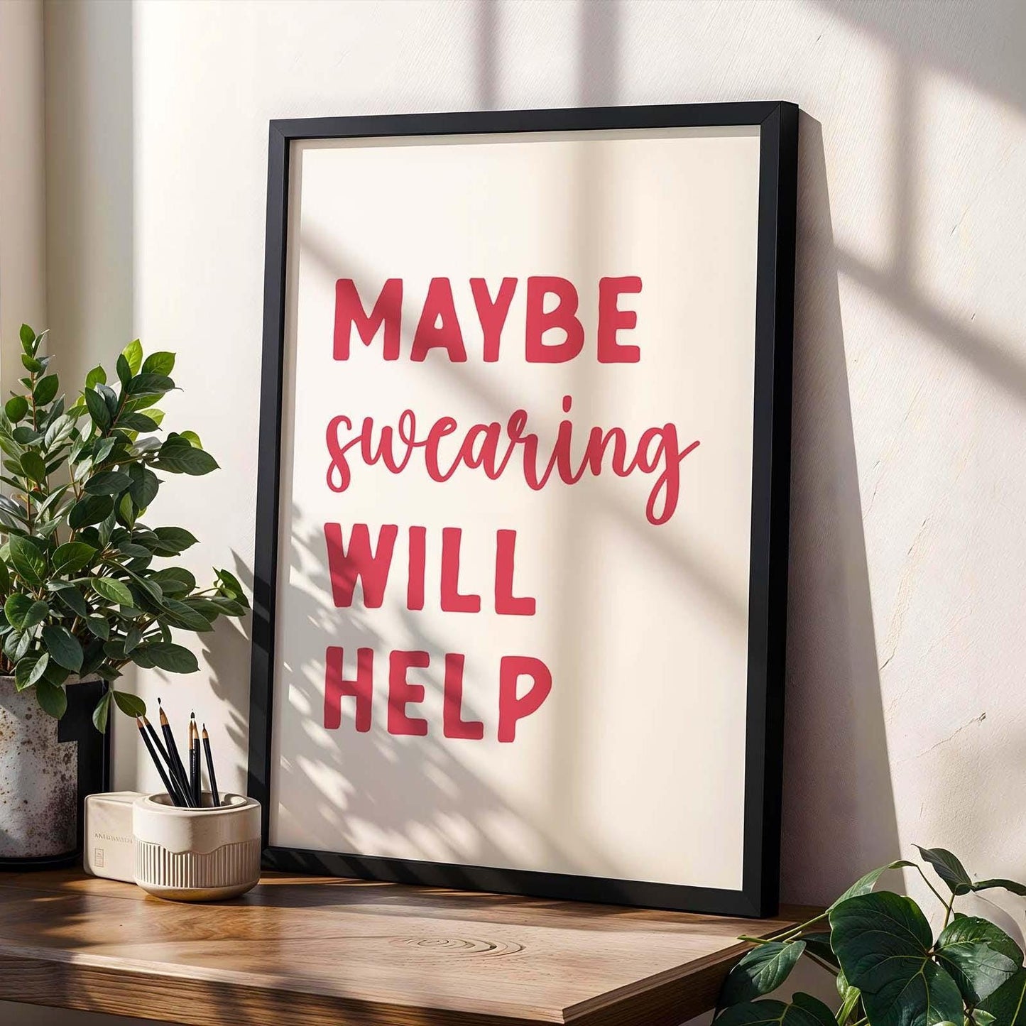 maybe swearing will help wall art print