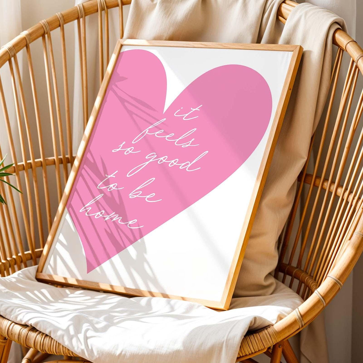 It Feels So Good To Be Home Wall Art Print Pink Heart