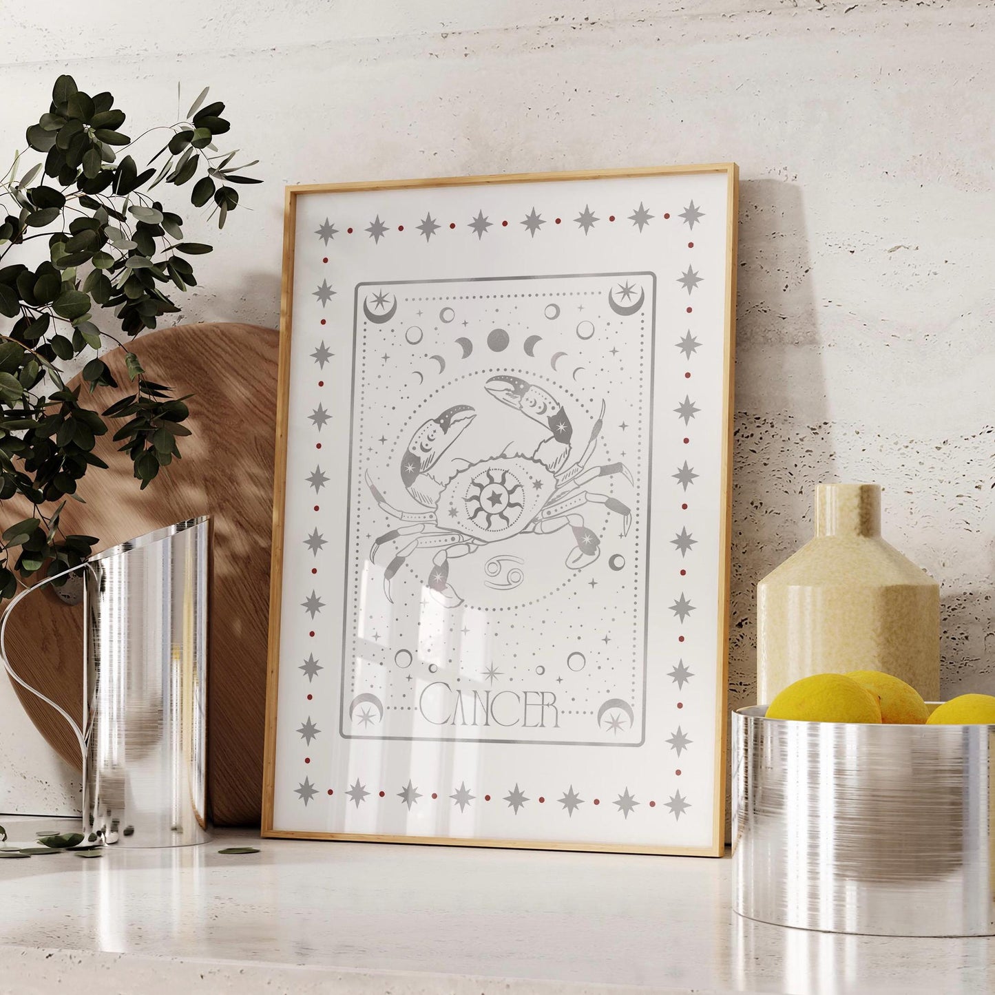 Cancer Zodiac Aesthetic Wall Art, Trendy Zodiac Print, Astrology Decor, Celestial Star Sign Poster, Spiritual Poster, Cancer Gift for Her