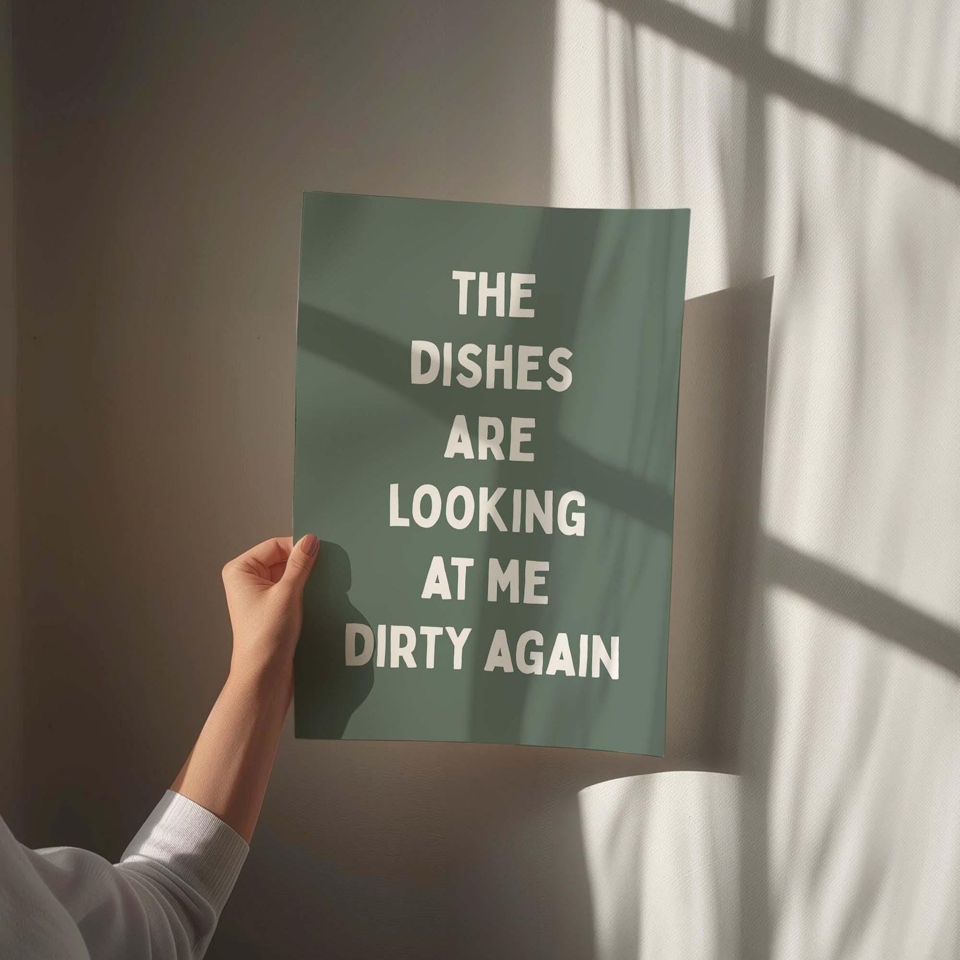 the dishes are looking at me dirty again wall print