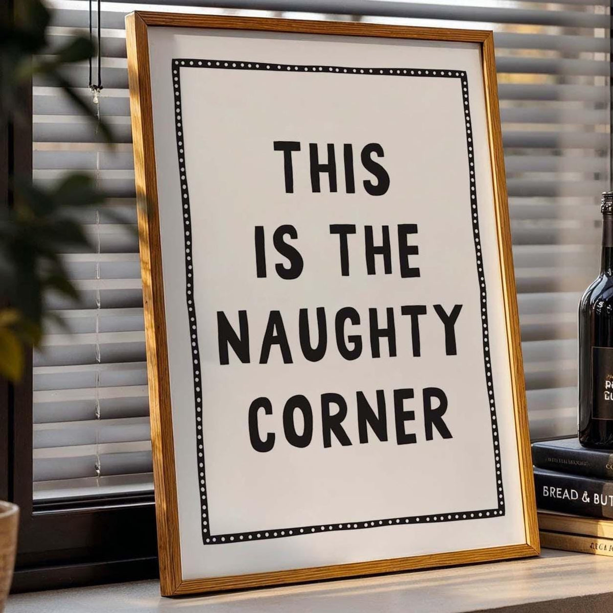 Naughty Corner Art Print White and Black