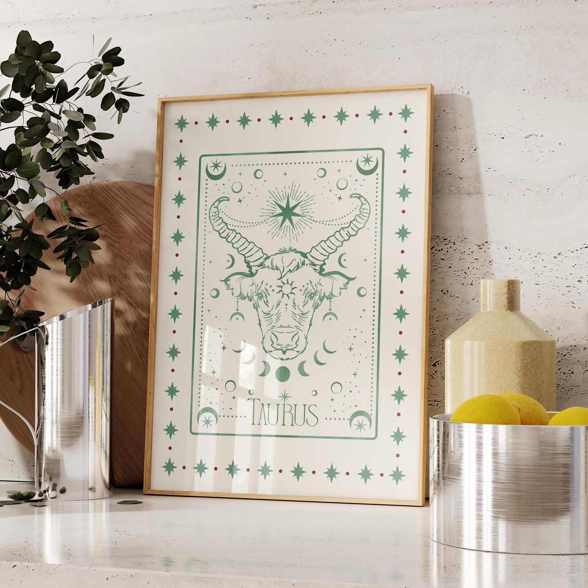Taurus Zodiac Aesthetic Wall Art, Trendy Zodiac Print, Astrology Decor, Celestial Star Sign Poster, Spiritual Poster, Taurus Gift for Her