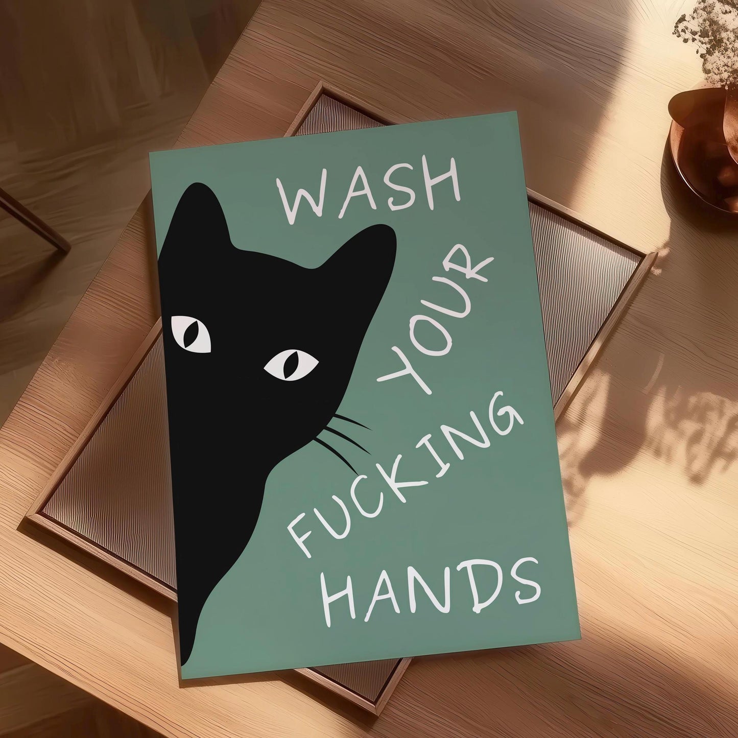 Wash Your Fucking Hands Funny Bathroom Wall Art, Funny Cat Art, Wash Your Hands Sign, Rude Bathroom Print, Toilet Humor Poster