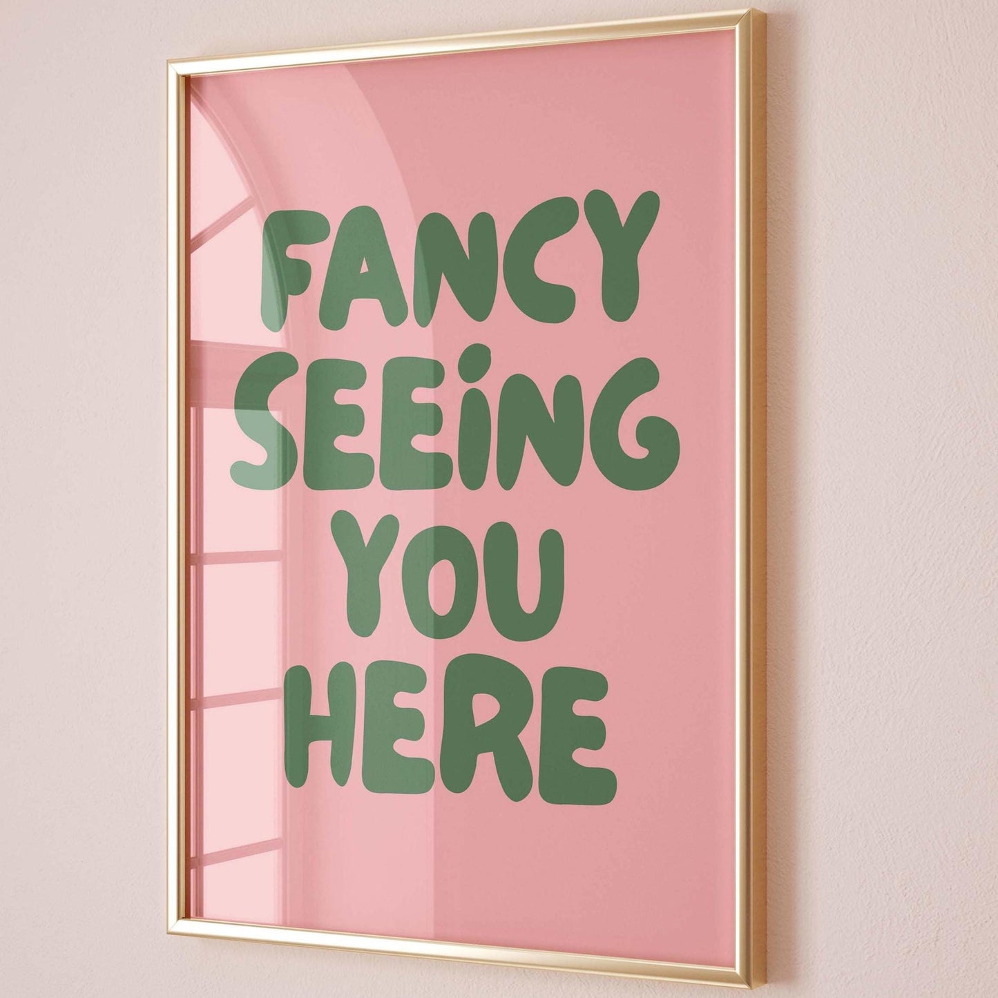 fancy seeing you here wall art print pink and green