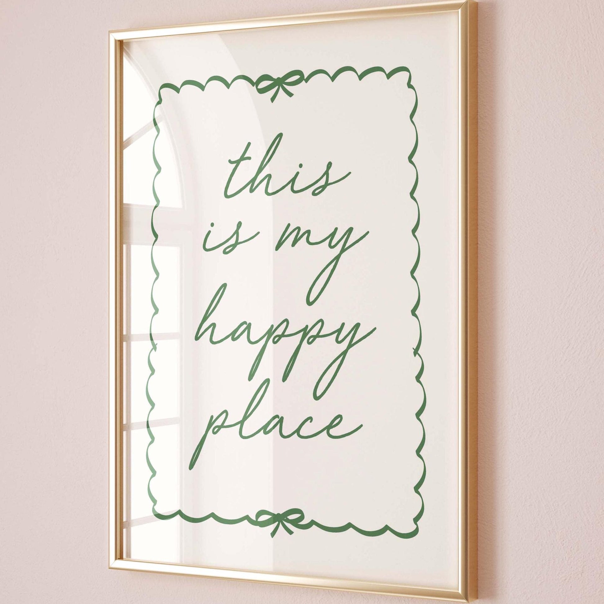 This Is My Happy Place Wall Art Print Green and Cream