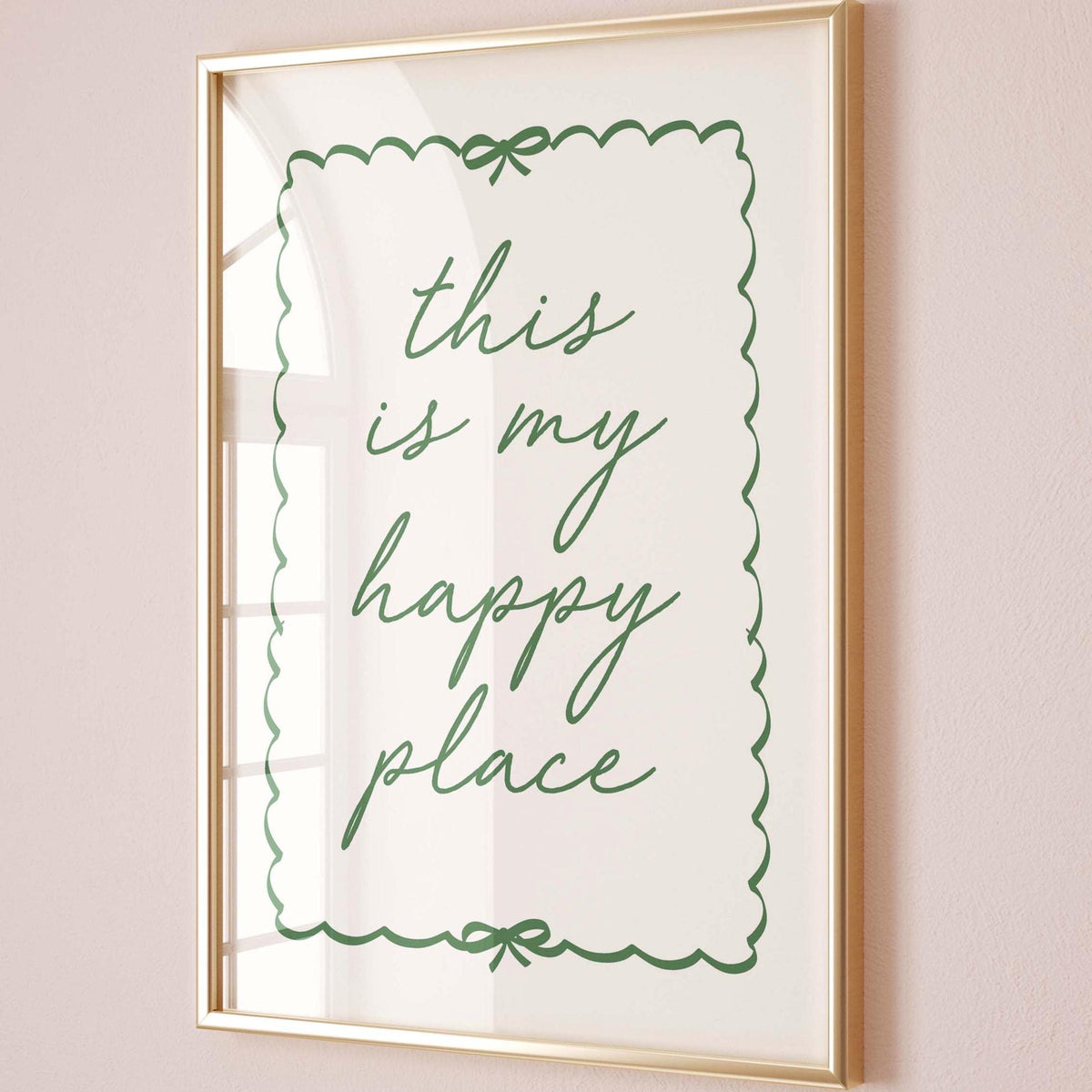 This Is My Happy Place Wall Art Print Green and Cream