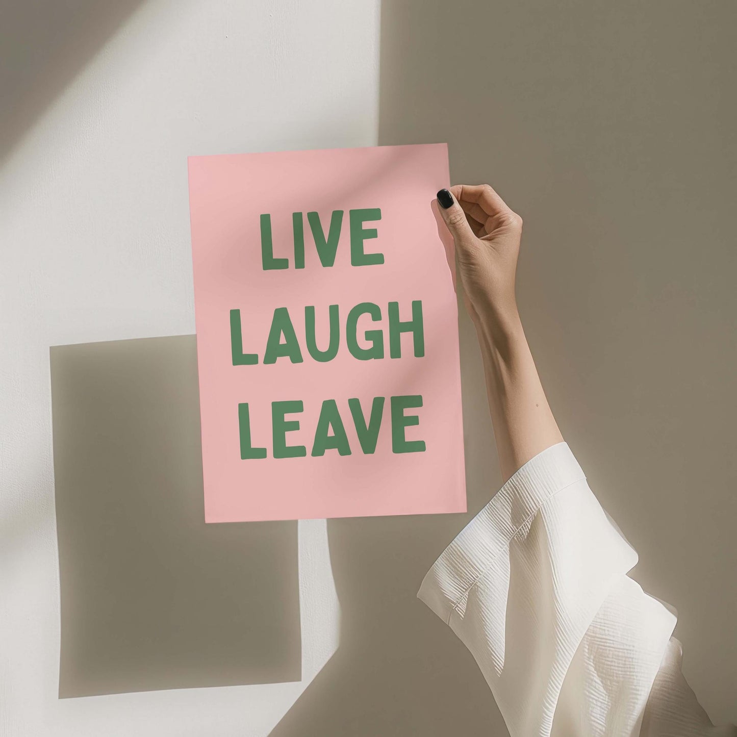Live Laugh Leave Art Print Pink and Green Wall Decor