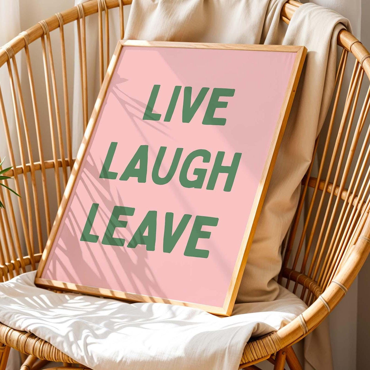 Live Laugh Leave Art Print Pink and Green Wall Decor