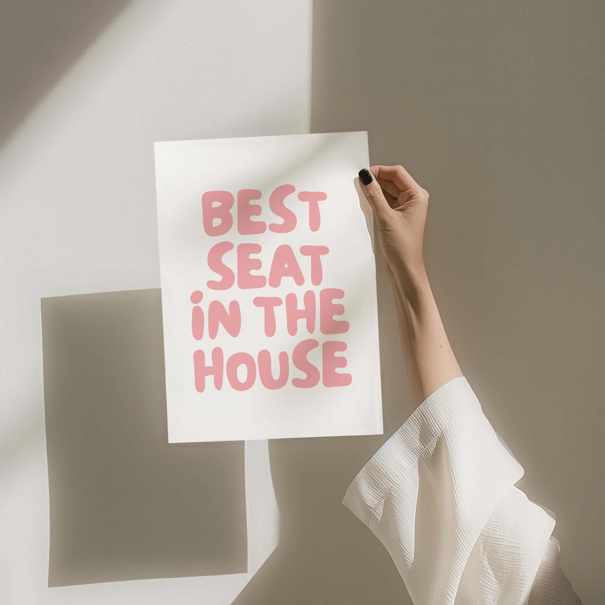 Best Seat In The House Art Print Dusty Pink Bathroom Wall Art Print