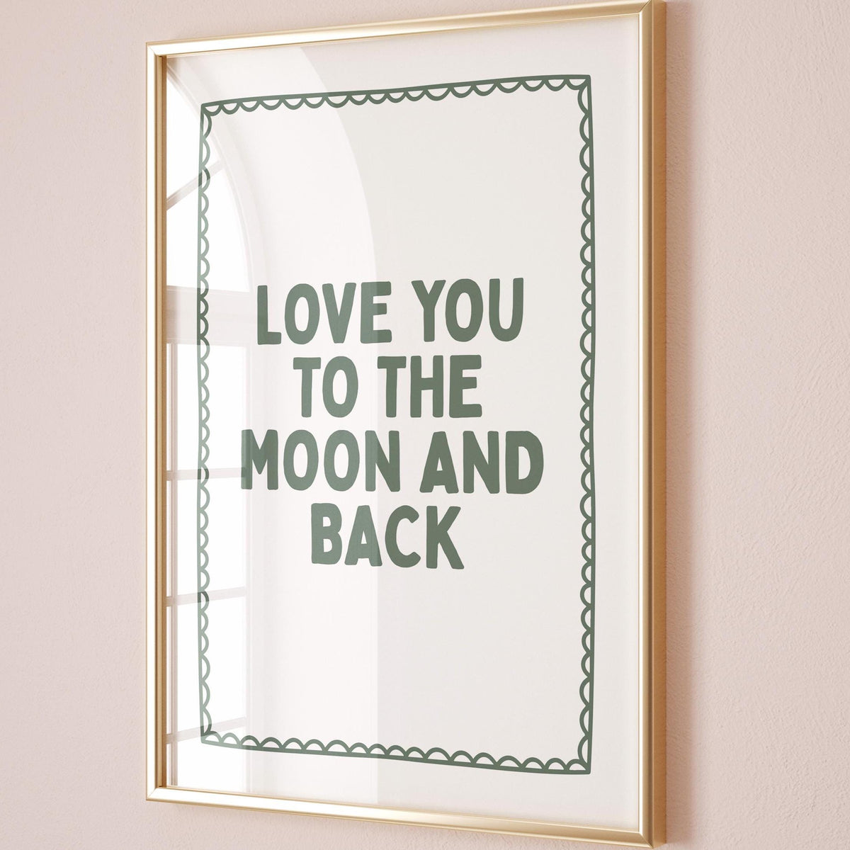 Love You To The Moon And Back Art Print Cute Bedroom Print Above Bed Wall Art Green Room Decor