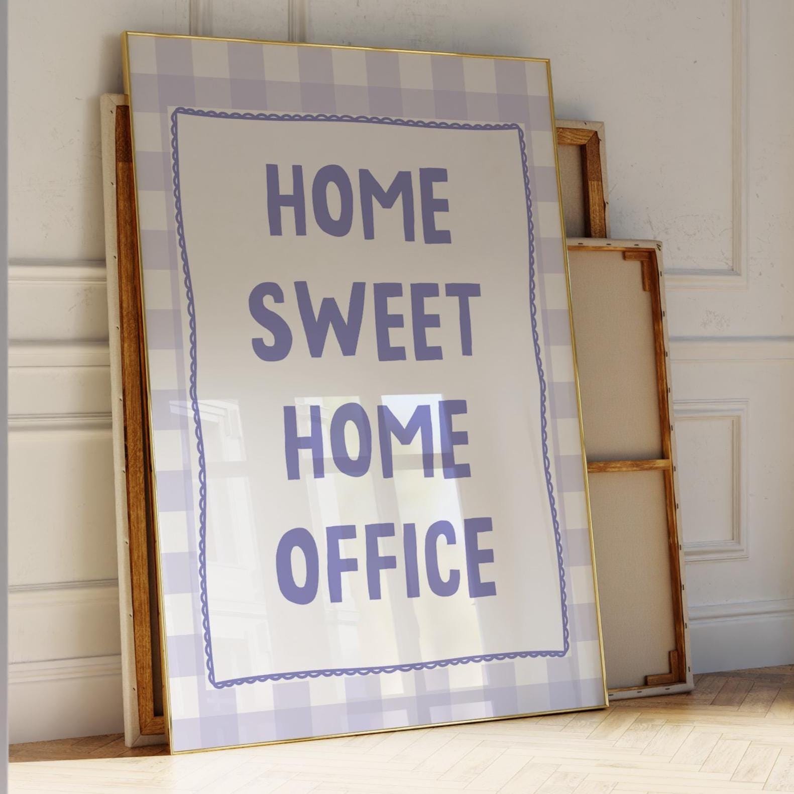Home Sweet Home Office Art Print Light Blue Wall Decor