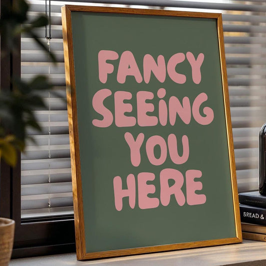 Fancy Seeing You Here Art Print Green and Pink