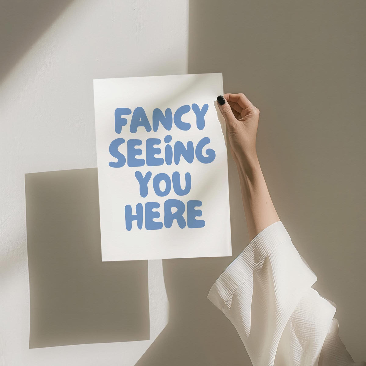 Fancy Seeing You Here Art Print Hallway Light Blue Wall Decor