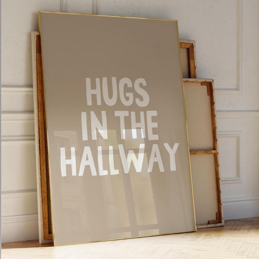 Hugs In The Hallway Art Print Beige Wall Decor