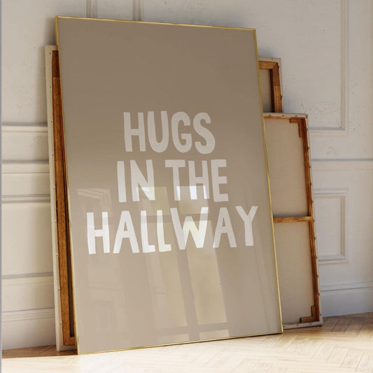 Hugs In The Hallway Art Print Beige Wall Decor