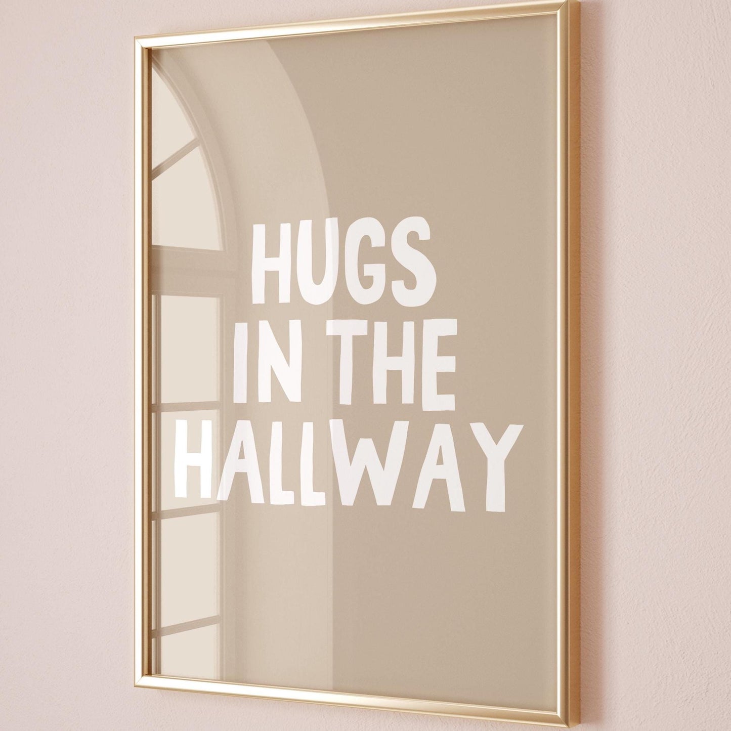 Hugs In The Hallway Art Print Beige Wall Decor