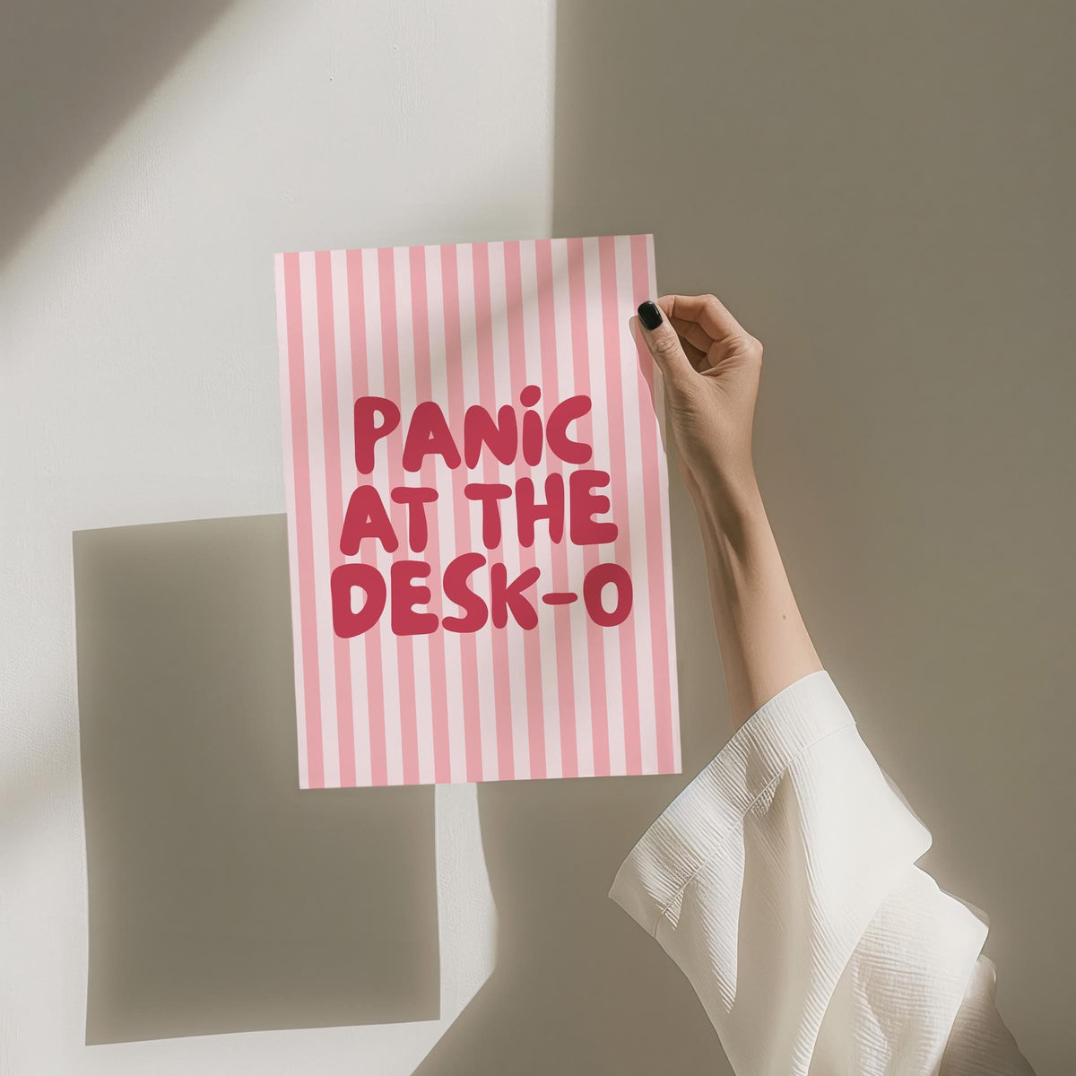 Panic At The Desk O Art Print Pink And Red Striped Wall Decor