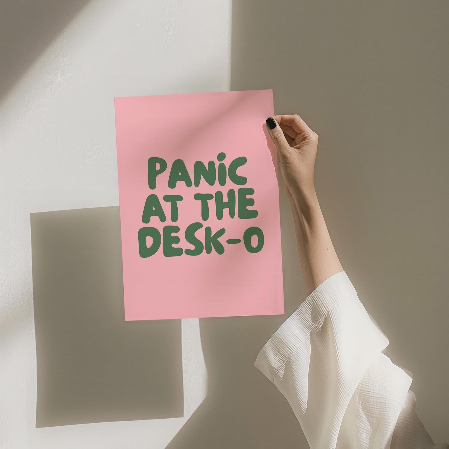 Panic At The Desk O Art Print Pink and Green Office Wall Decor